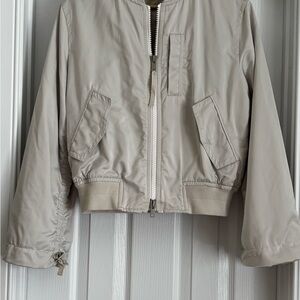 Vince  Neutral Beige satin Bomber Jacket - Lightweight Zip Front